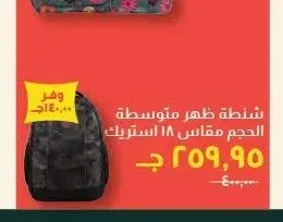 شنطة ظهر متوسطة الحجم مقاس 18 استريك