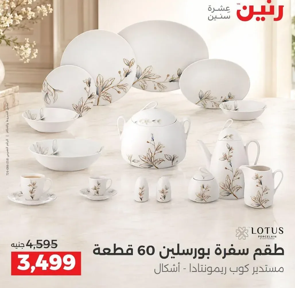 طقم سفرة بورسلين 60 قطعة