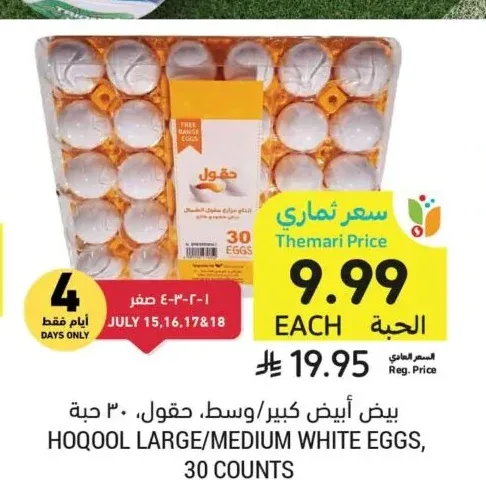 بيض أبيض كبير/وسط، حقول، ٣٠ حبة