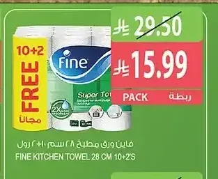 فاين ورق مطبخ 28 سم 10+2 رول