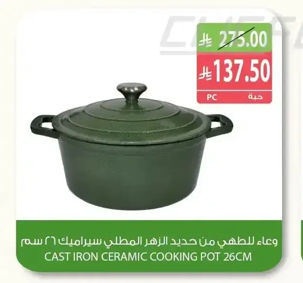 وعاء للطهي من حديد الزهر المطلي سيراميك 26 سم