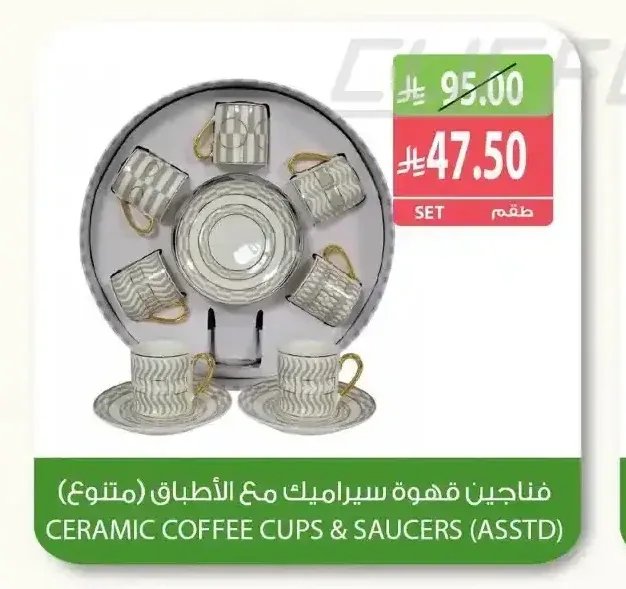 فناجين قهوة سيراميك مع الأطباق (متنوع)
