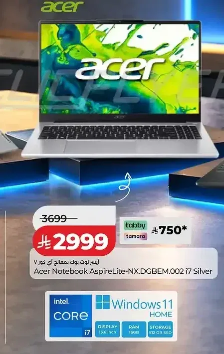 لابتوب ايسر اسباير لايت NX.DGBEM.002 كور i7 16GB 512GB 15.6 بوصة