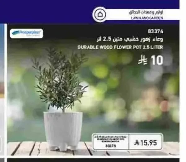وعاء زهور خشبي متين 2.5 لتر بروسبربلاست