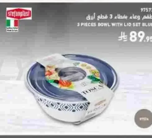 طقم وعاء بغطاء 3 قطع بلون أزرق ستيفان بلاست
