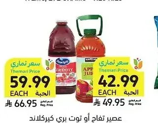 عصير تفاح أو توت بري كيركلاند سيجنتشر، 2.83 - 3.79 لتر