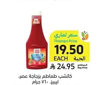 كاتشب طماطم بزجاجة عصر، ليبيز، 760 جرام