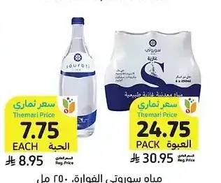 مياه سوروتی الفوارة، 250 مل أو 750 مل