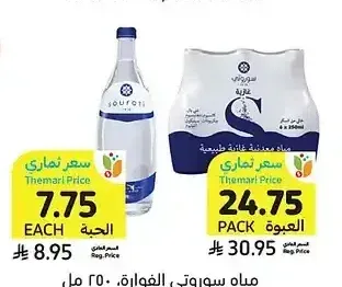 مياه سوروتی الفوارة، 250 مل أو 750 مل